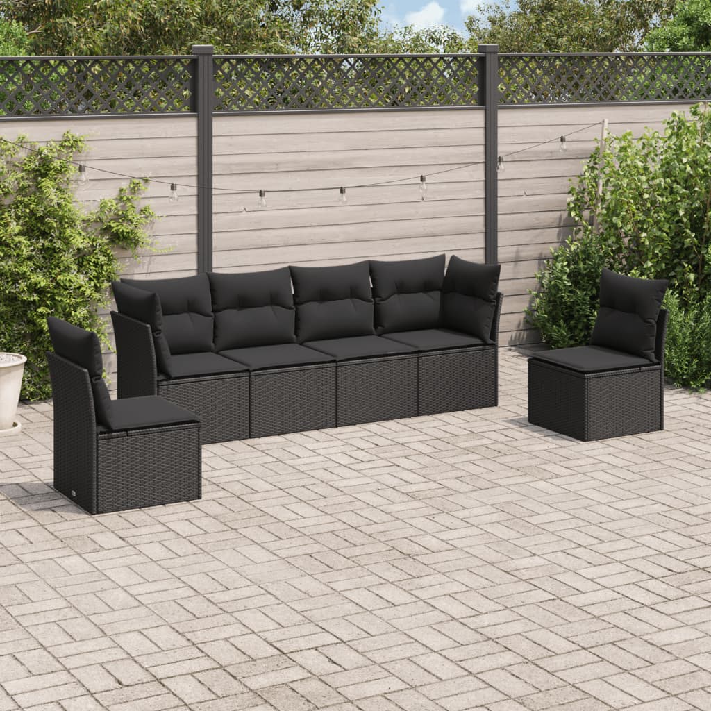 6-delige Loungeset met kussens poly rattan zwart is nu te koop bij PeponiXL, paradijselijk wonen!
