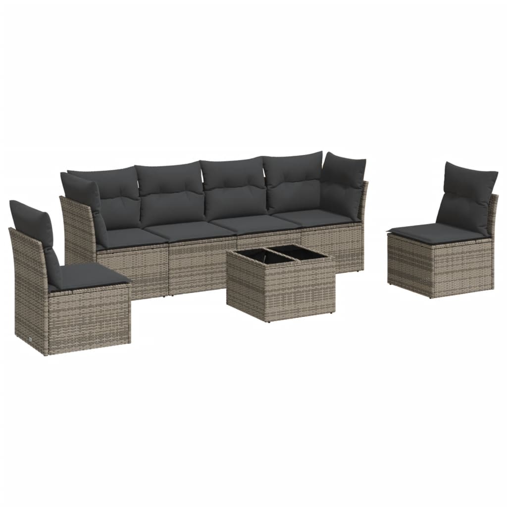 7-delige Loungeset met kussens poly rattan grijs is nu te koop bij PeponiXL, paradijselijk wonen!