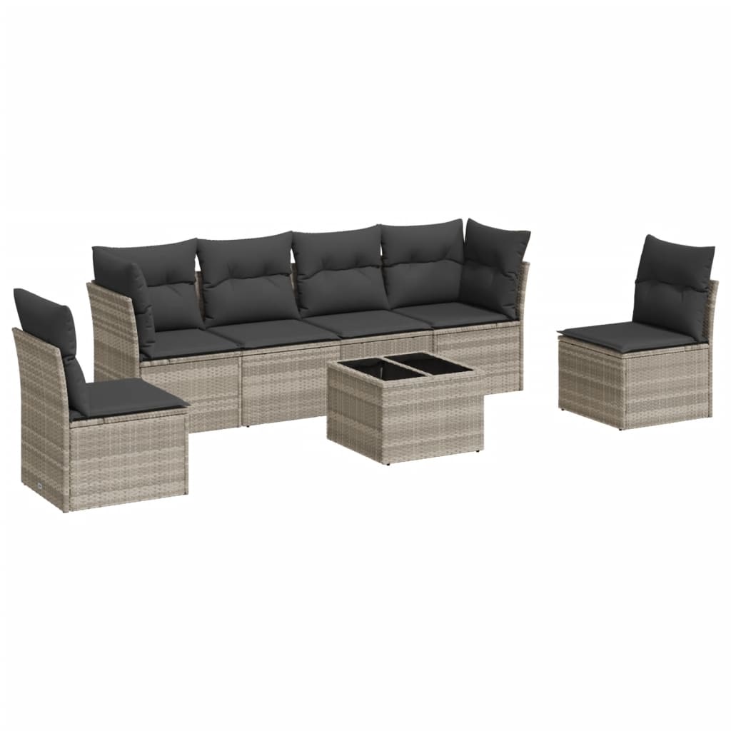 7-delige Loungeset met kussens poly rattan lichtgrijs is nu te koop bij PeponiXL, paradijselijk wonen!