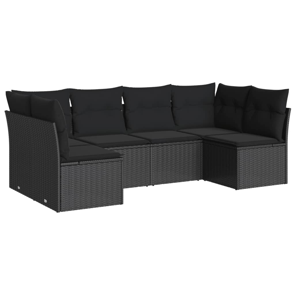 6-delige Loungeset met kussens poly rattan zwart is nu te koop bij PeponiXL, paradijselijk wonen!