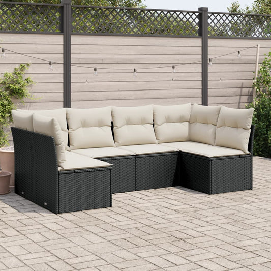 6-delige Loungeset met kussens poly rattan zwart is nu te koop bij PeponiXL, paradijselijk wonen!