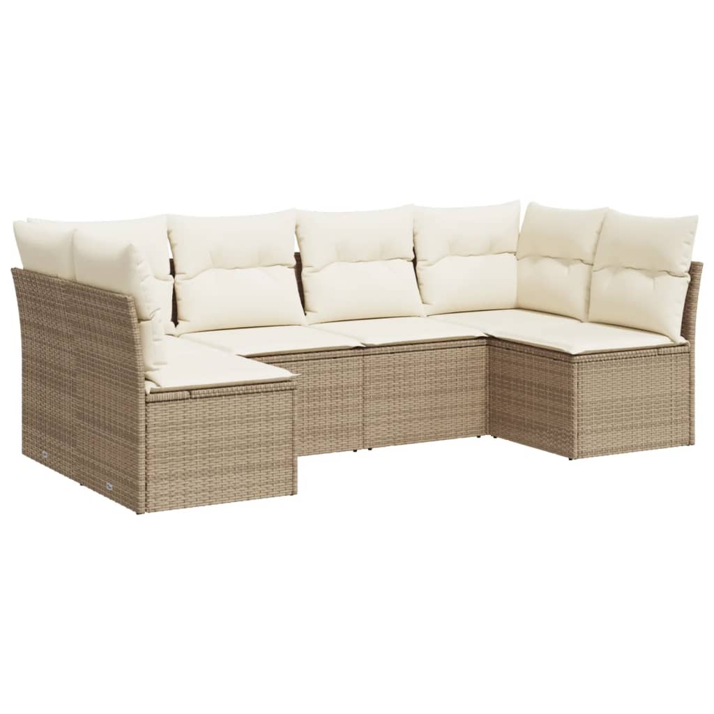 6-delige Loungeset met kussens poly rattan beige is nu te koop bij PeponiXL, paradijselijk wonen!