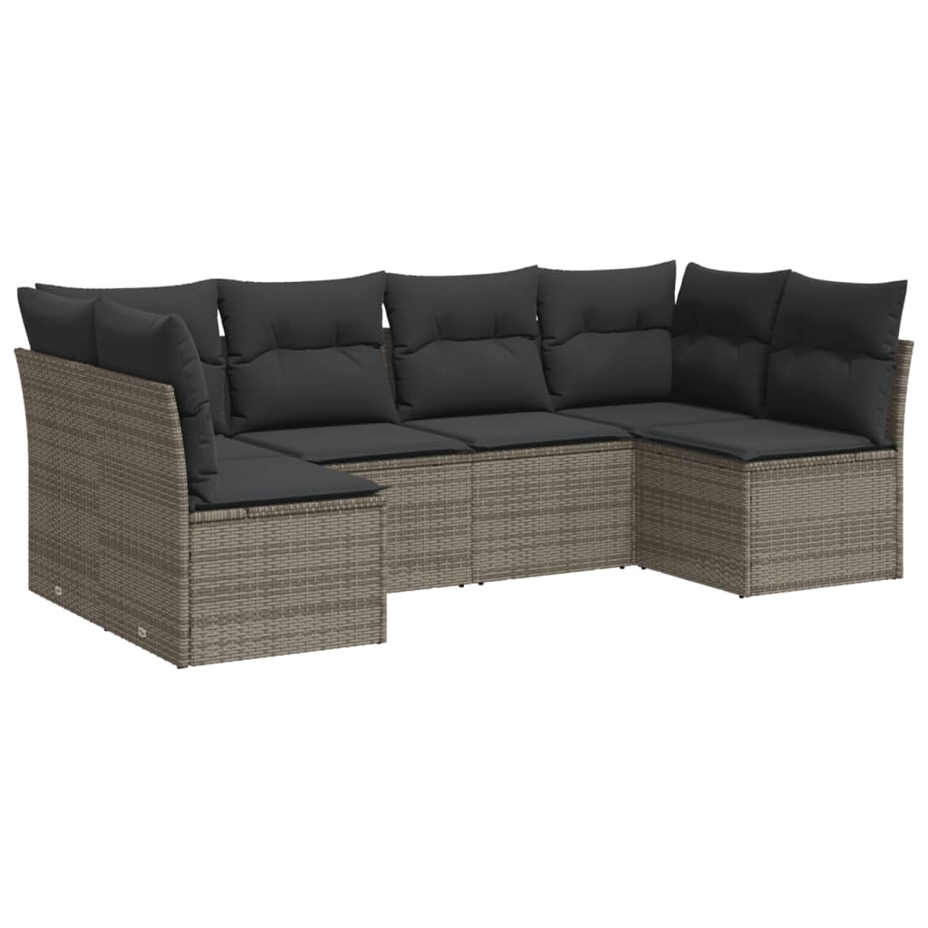 6-delige Loungeset met kussens poly rattan grijs is nu te koop bij PeponiXL, paradijselijk wonen!