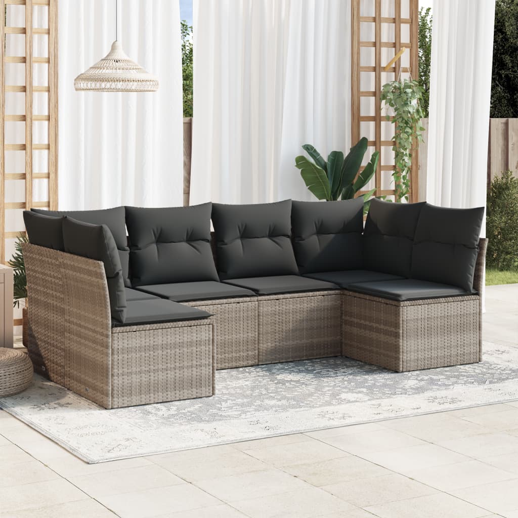 6-delige Loungeset met kussens poly rattan lichtgrijs is nu te koop bij PeponiXL, paradijselijk wonen!