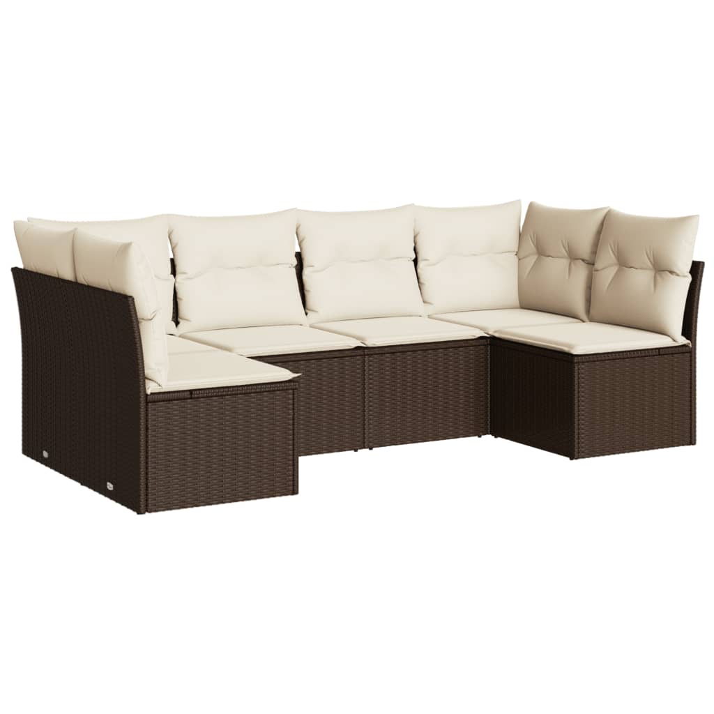 6-delige Loungeset met kussens poly rattan bruin is nu te koop bij PeponiXL, paradijselijk wonen!