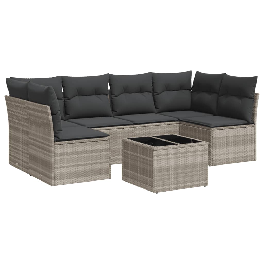 7-delige Loungeset met kussens poly rattan lichtgrijs is nu te koop bij PeponiXL, paradijselijk wonen!