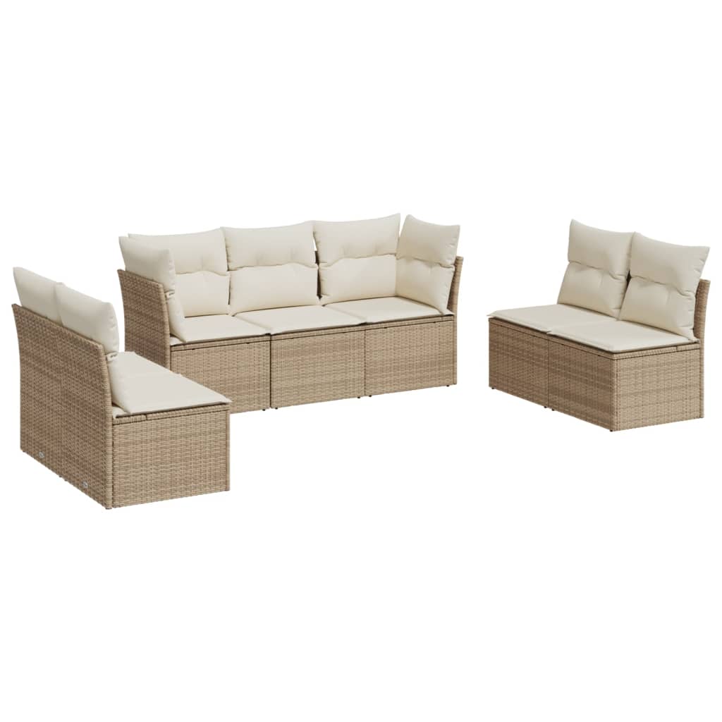 7-delige Loungeset met kussens poly rattan beige is nu te koop bij PeponiXL, paradijselijk wonen!
