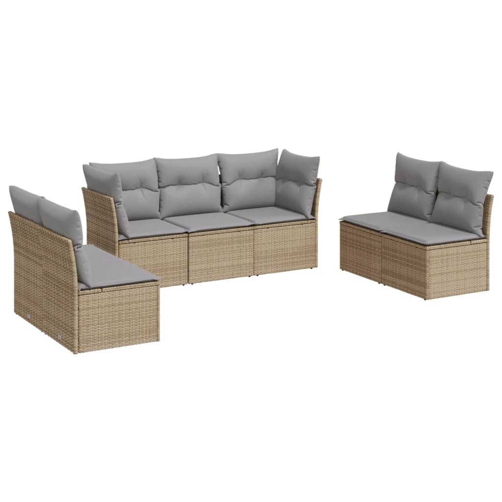 7-delige Loungeset met kussens poly rattan beige is nu te koop bij PeponiXL, paradijselijk wonen!