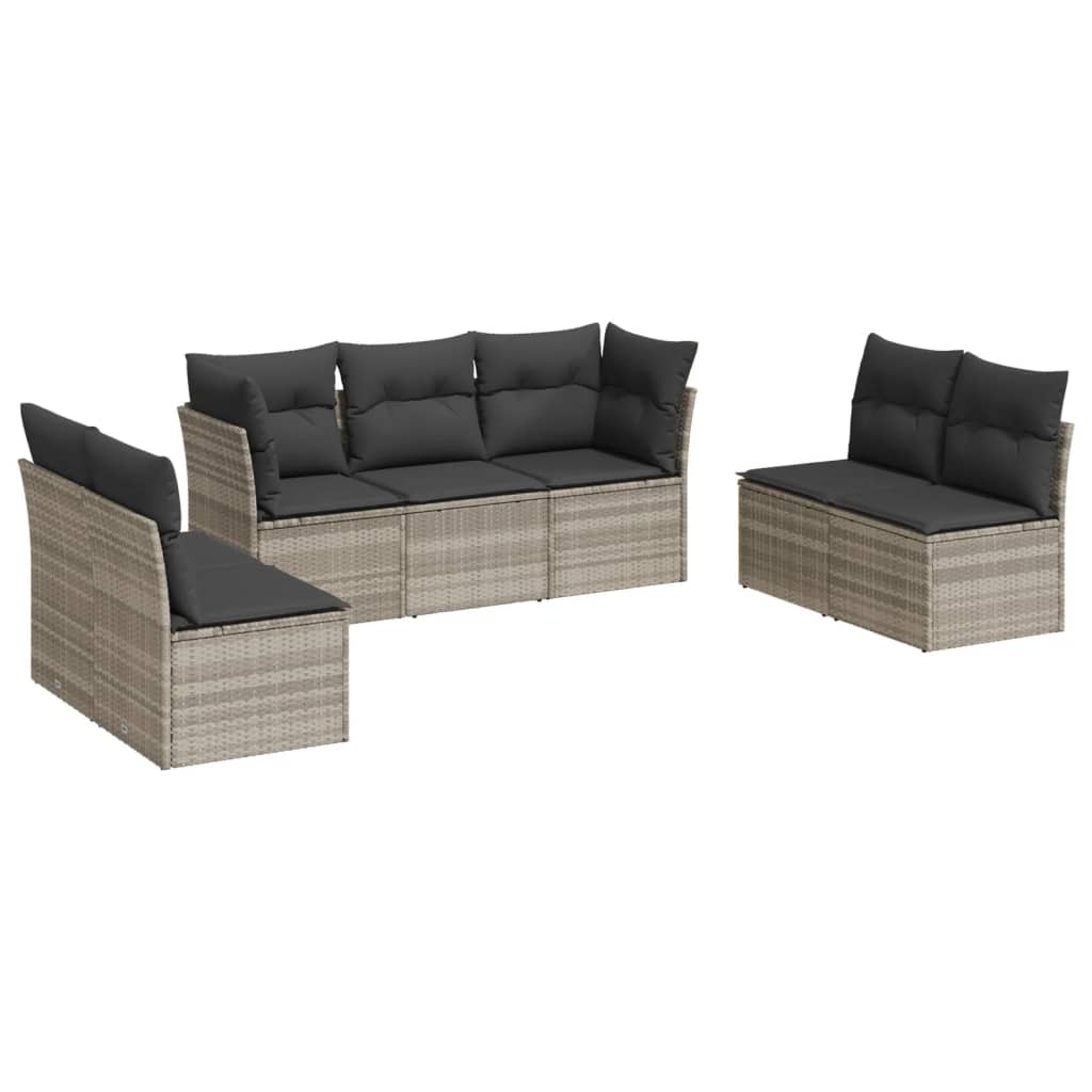 7-delige Loungeset met kussens poly rattan lichtgrijs is nu te koop bij PeponiXL, paradijselijk wonen!