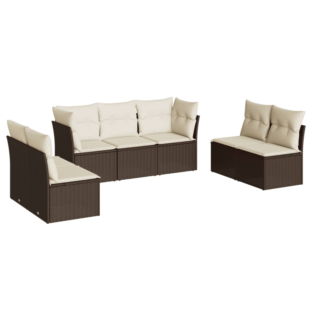 7-delige Loungeset met kussens poly rattan bruin is nu te koop bij PeponiXL, paradijselijk wonen!