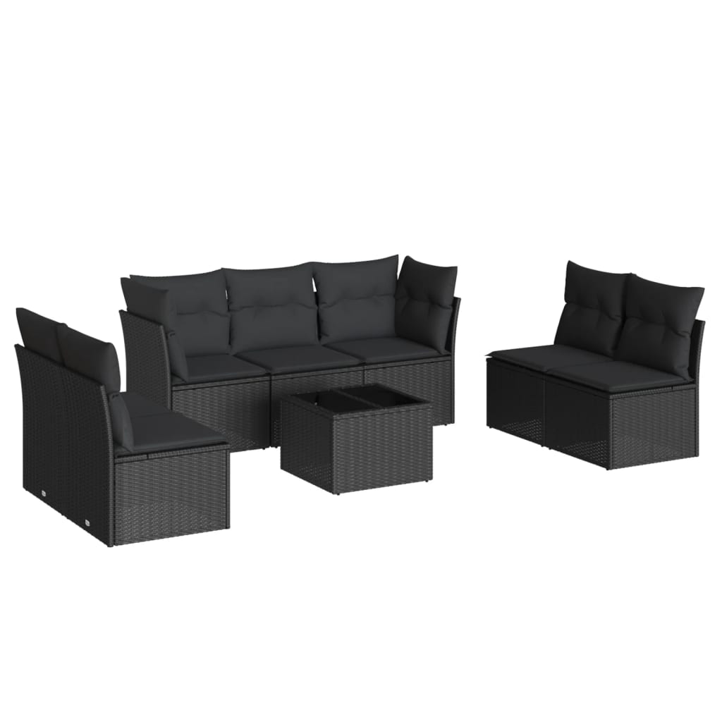 8-delige Loungeset met kussens poly rattan zwart is nu te koop bij PeponiXL, paradijselijk wonen!