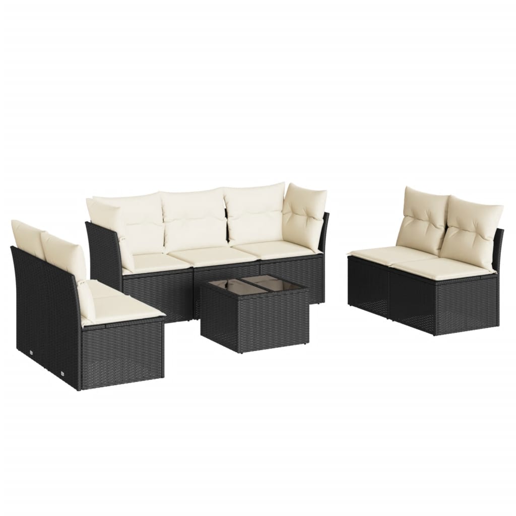 8-delige Loungeset met kussens poly rattan zwart is nu te koop bij PeponiXL, paradijselijk wonen!