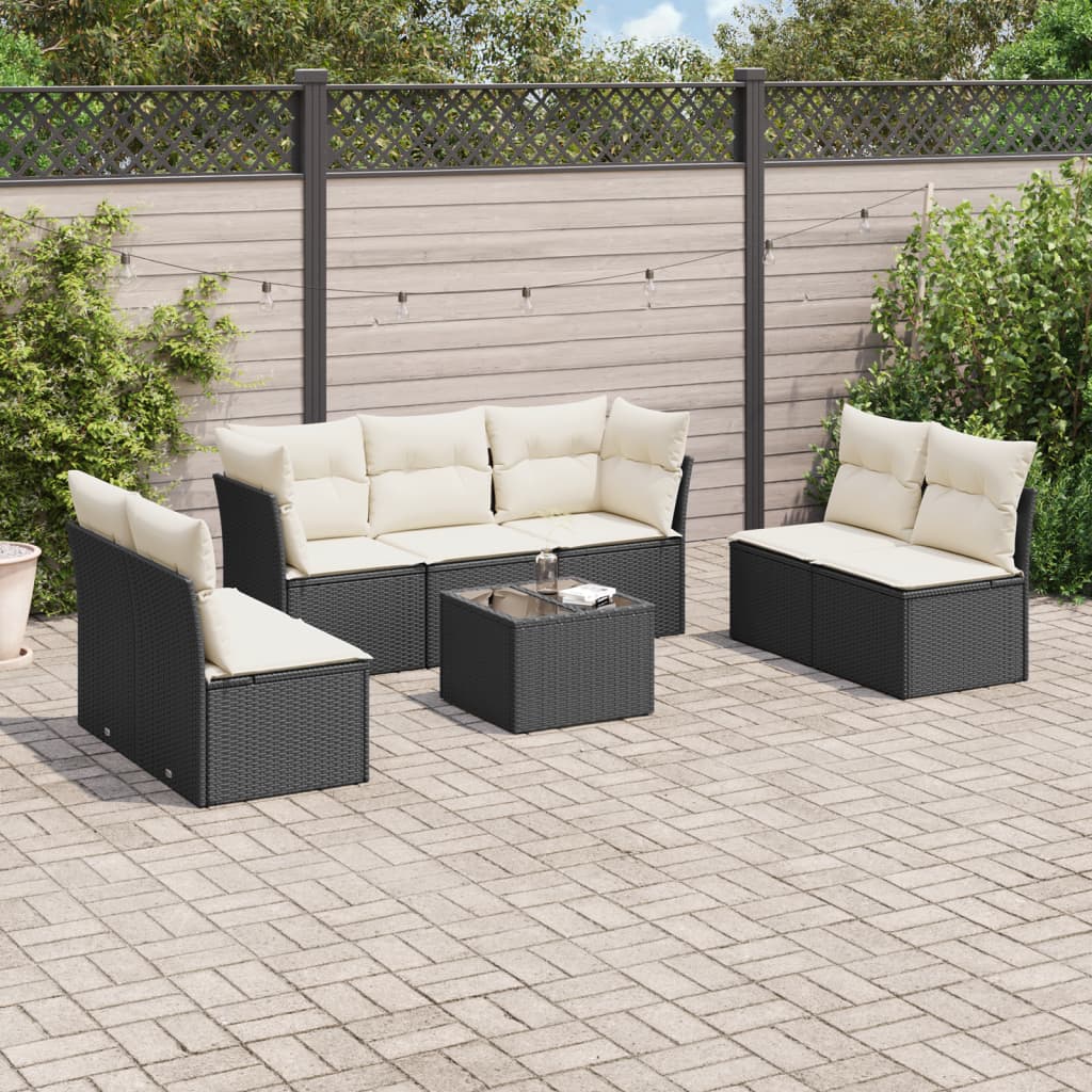 8-delige Loungeset met kussens poly rattan zwart is nu te koop bij PeponiXL, paradijselijk wonen!