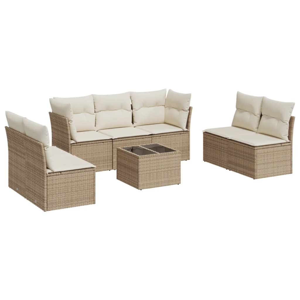 8-delige Loungeset met kussens poly rattan beige is nu te koop bij PeponiXL, paradijselijk wonen!