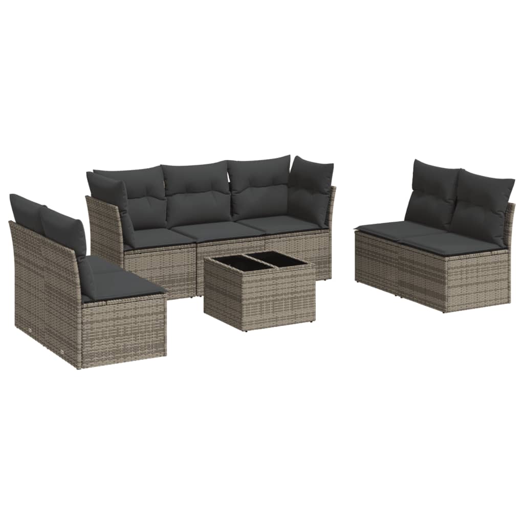 8-delige Loungeset met kussens poly rattan grijs is nu te koop bij PeponiXL, paradijselijk wonen!