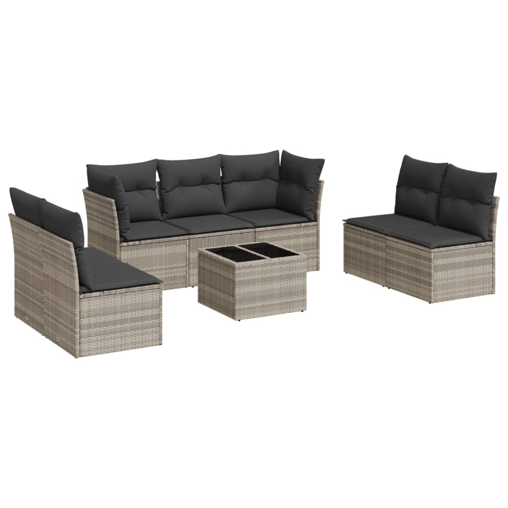 8-delige Loungeset met kussens poly rattan lichtgrijs is nu te koop bij PeponiXL, paradijselijk wonen!