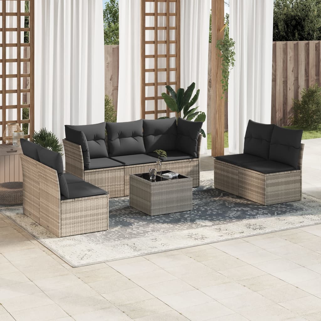 8-delige Loungeset met kussens poly rattan lichtgrijs is nu te koop bij PeponiXL, paradijselijk wonen!