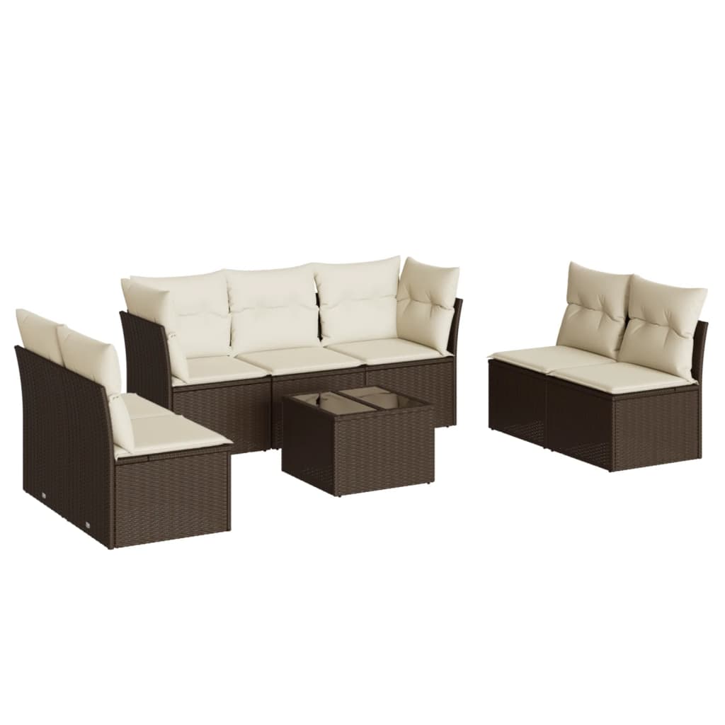 8-delige Loungeset met kussens poly rattan bruin is nu te koop bij PeponiXL, paradijselijk wonen!
