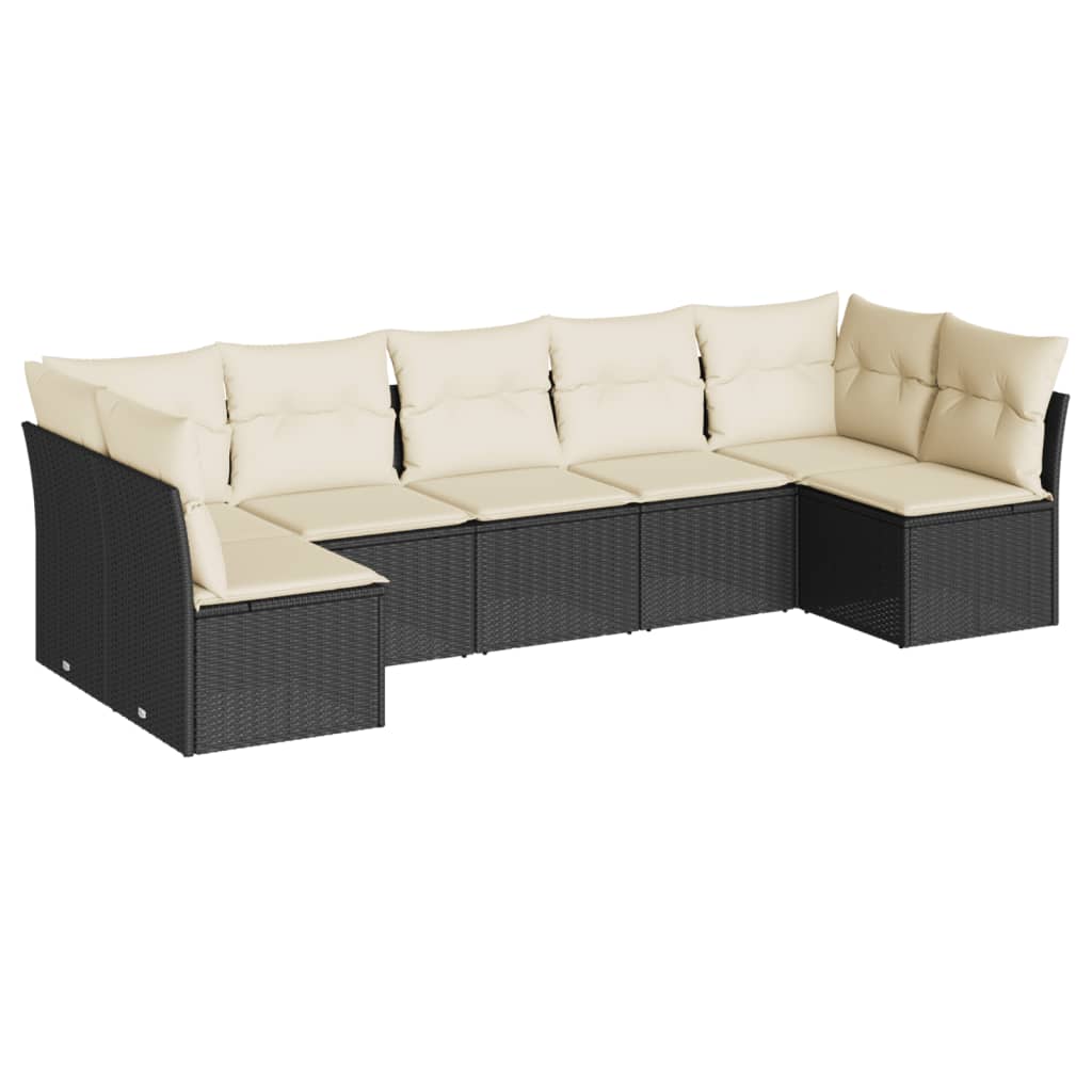 7-delige Loungeset met kussens poly rattan zwart is nu te koop bij PeponiXL, paradijselijk wonen!