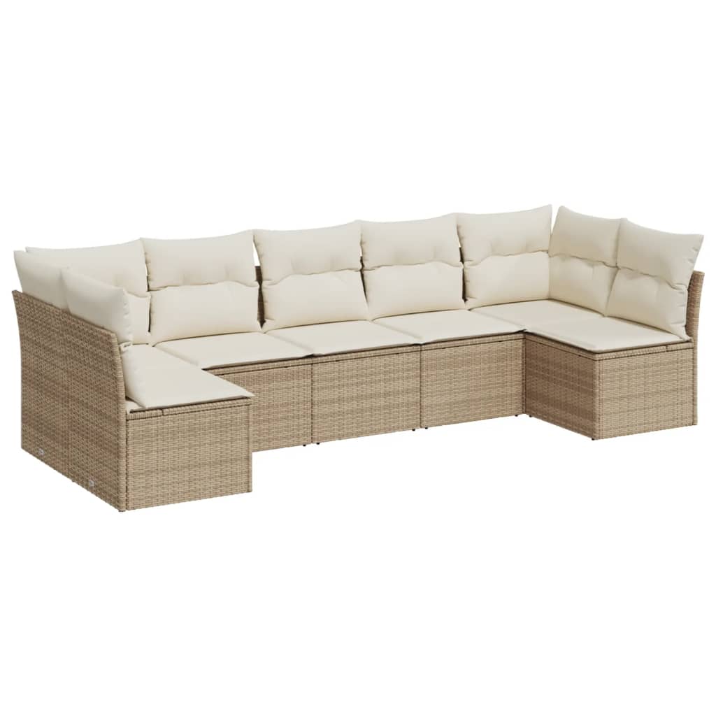 7-delige Loungeset met kussens poly rattan beige is nu te koop bij PeponiXL, paradijselijk wonen!