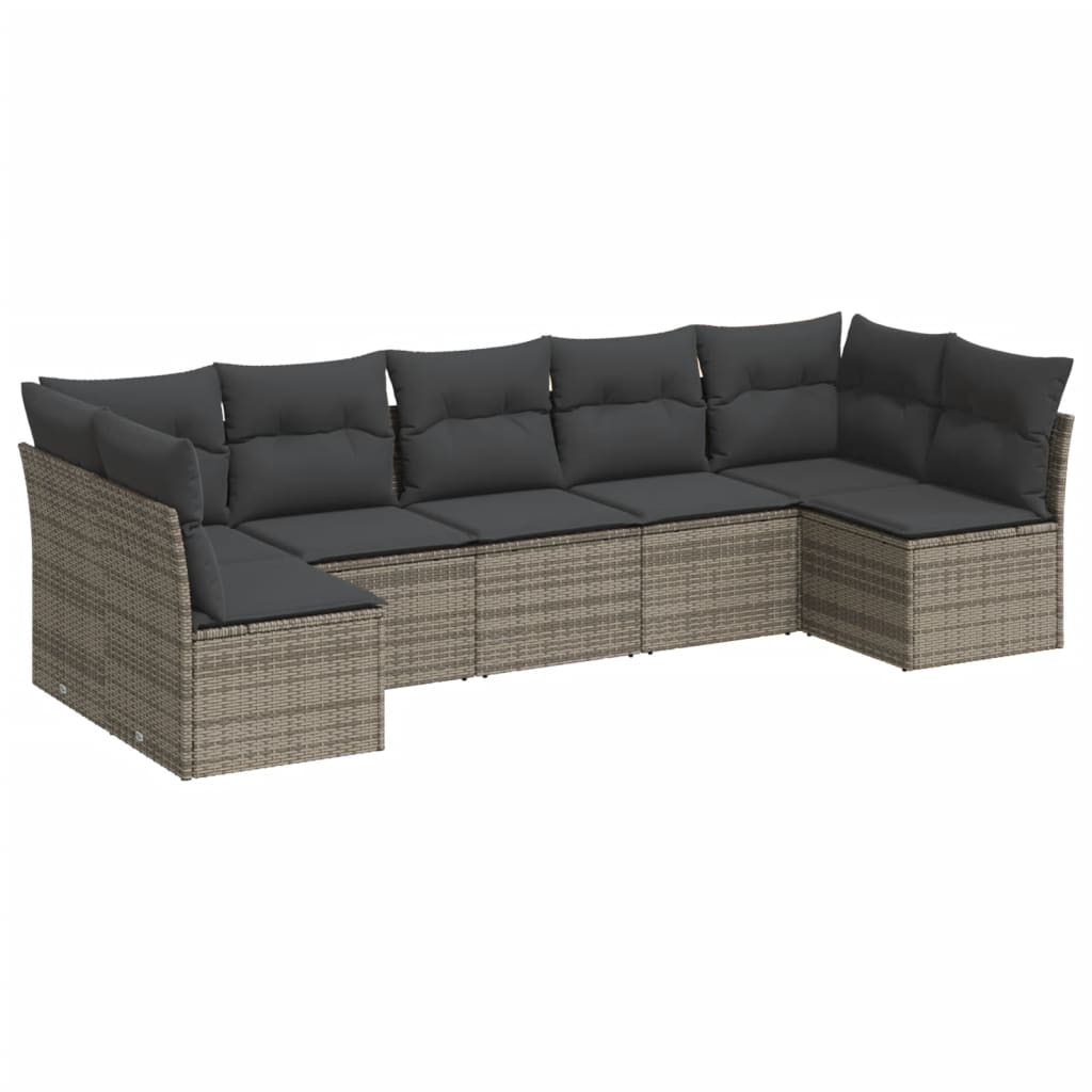 7-delige Loungeset met kussens poly rattan grijs is nu te koop bij PeponiXL, paradijselijk wonen!