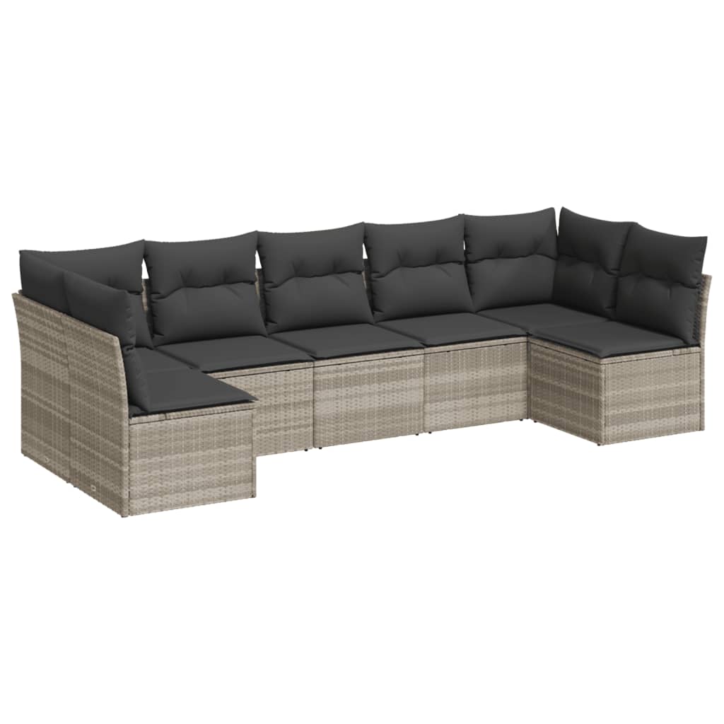 7-delige Loungeset met kussens poly rattan lichtgrijs is nu te koop bij PeponiXL, paradijselijk wonen!
