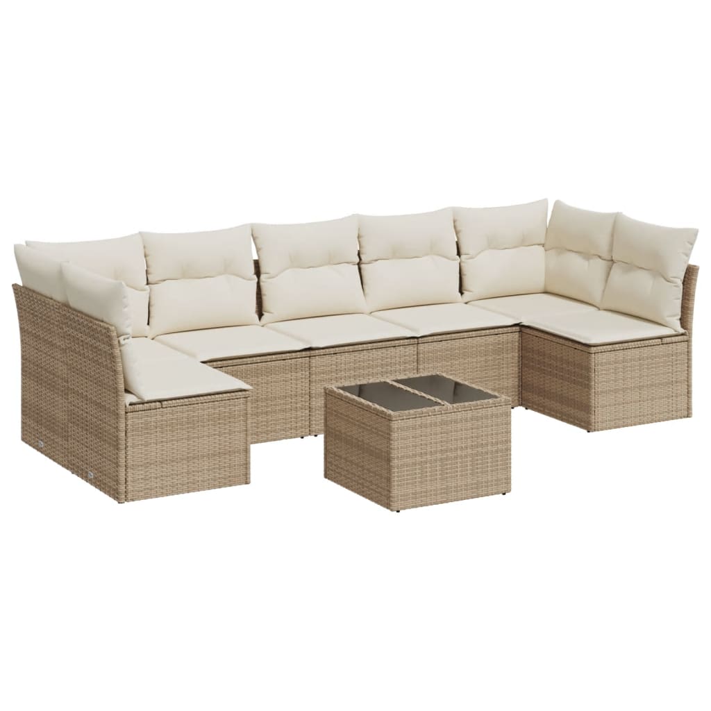 8-delige Loungeset met kussens poly rattan beige is nu te koop bij PeponiXL, paradijselijk wonen!