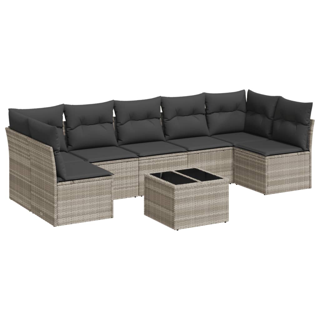 8-delige Loungeset met kussens poly rattan lichtgrijs is nu te koop bij PeponiXL, paradijselijk wonen!