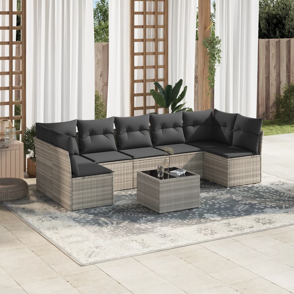 8-delige Loungeset met kussens poly rattan lichtgrijs is nu te koop bij PeponiXL, paradijselijk wonen!