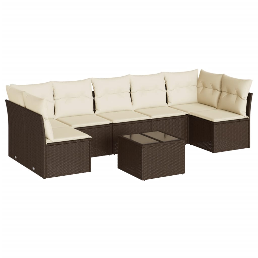 8-delige Loungeset met kussens poly rattan bruin is nu te koop bij PeponiXL, paradijselijk wonen!