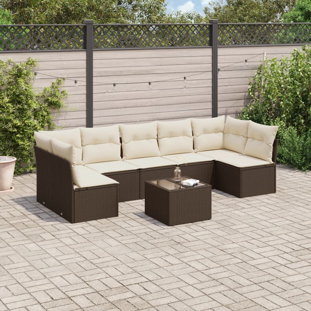 8-delige Loungeset met kussens poly rattan bruin is nu te koop bij PeponiXL, paradijselijk wonen!