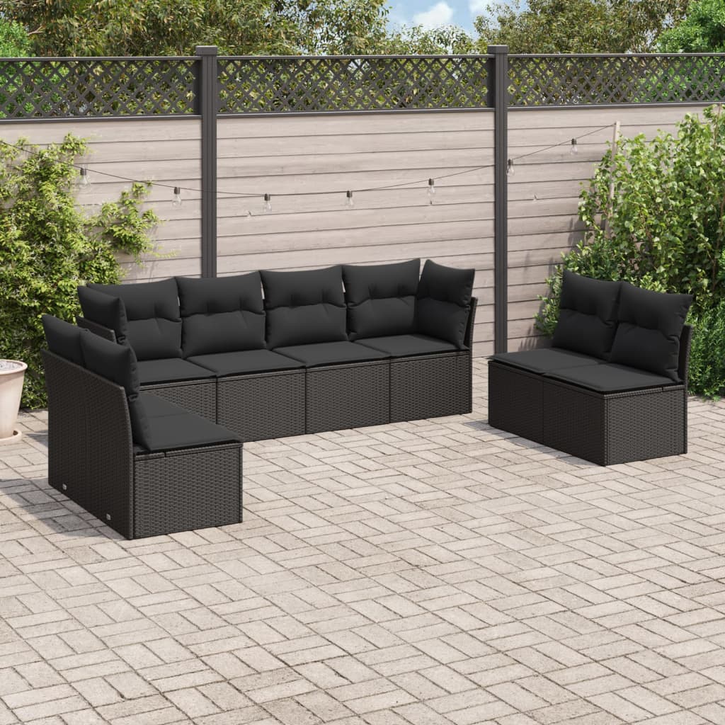 8-delige Loungeset met kussens poly rattan zwart is nu te koop bij PeponiXL, paradijselijk wonen!