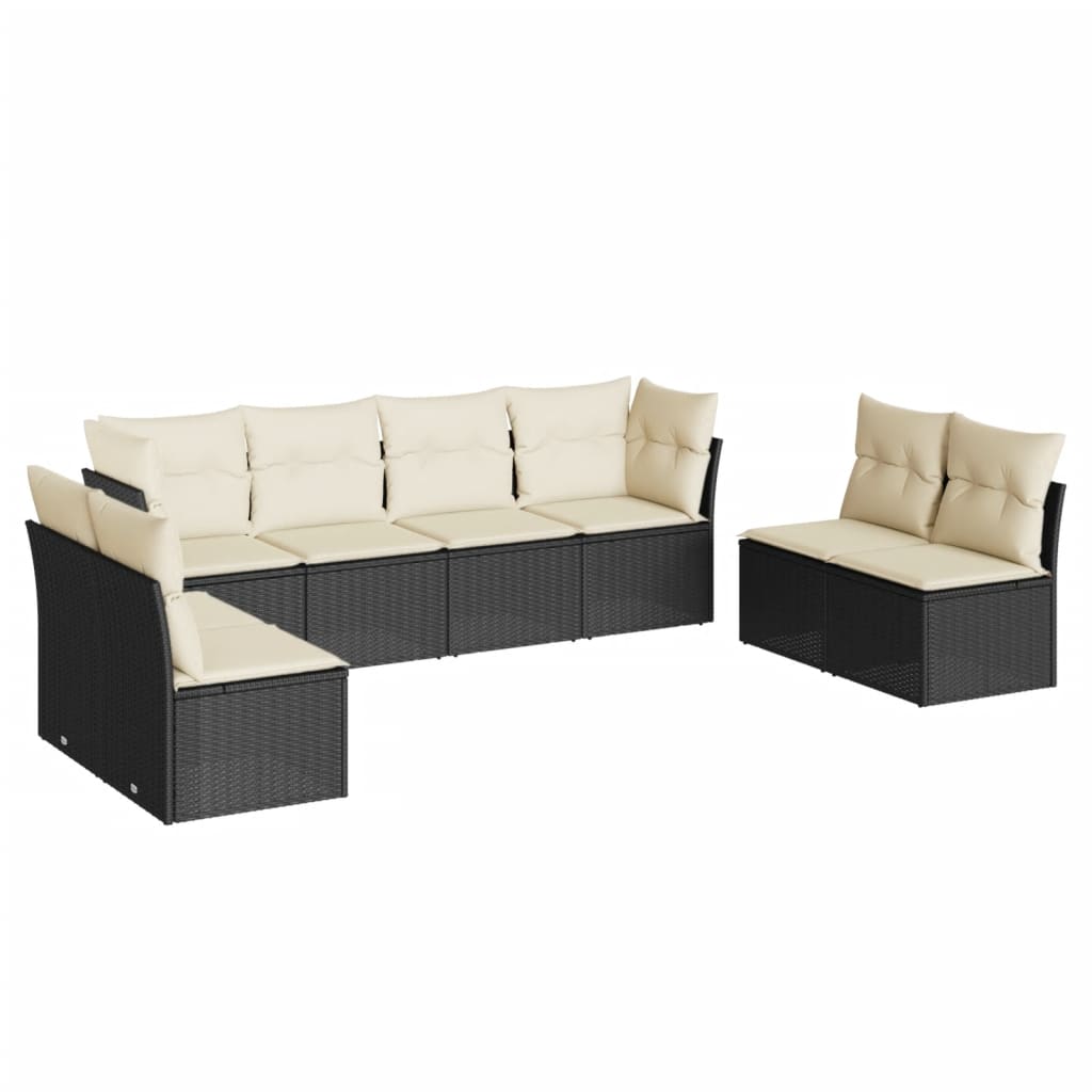 8-delige Loungeset met kussens poly rattan zwart is nu te koop bij PeponiXL, paradijselijk wonen!