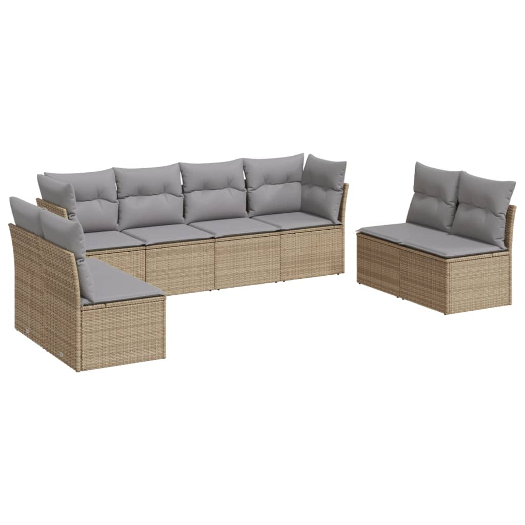 8-delige Loungeset met kussens poly rattan beige is nu te koop bij PeponiXL, paradijselijk wonen!