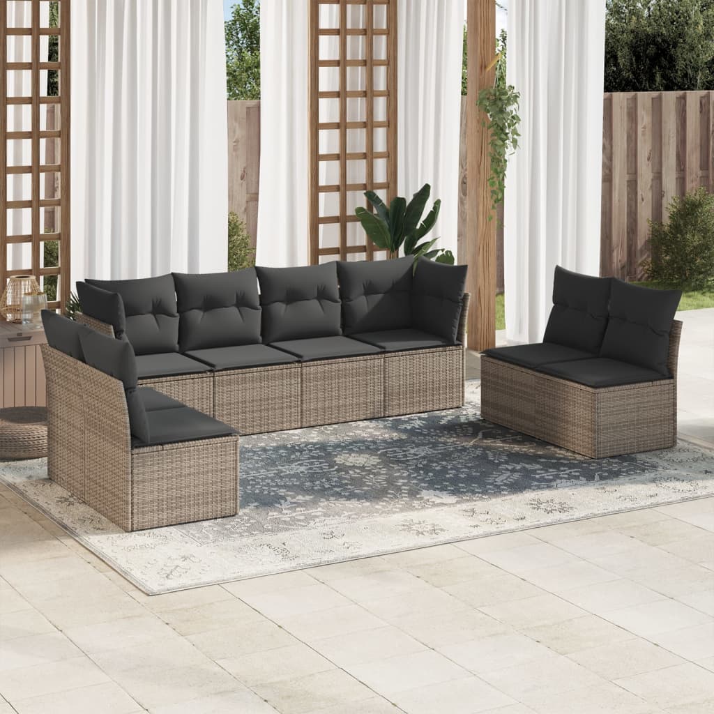 8-delige Loungeset met kussens poly rattan grijs is nu te koop bij PeponiXL, paradijselijk wonen!