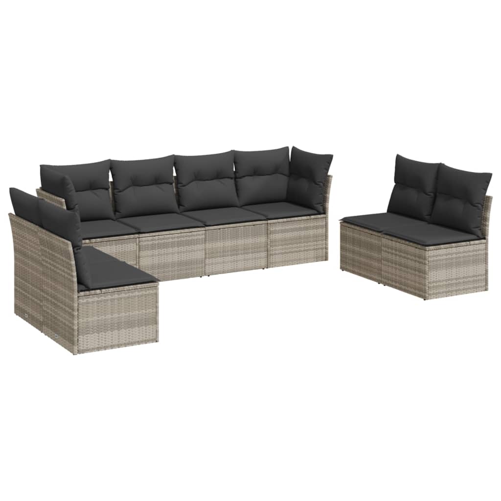 8-delige Loungeset met kussens poly rattan lichtgrijs is nu te koop bij PeponiXL, paradijselijk wonen!
