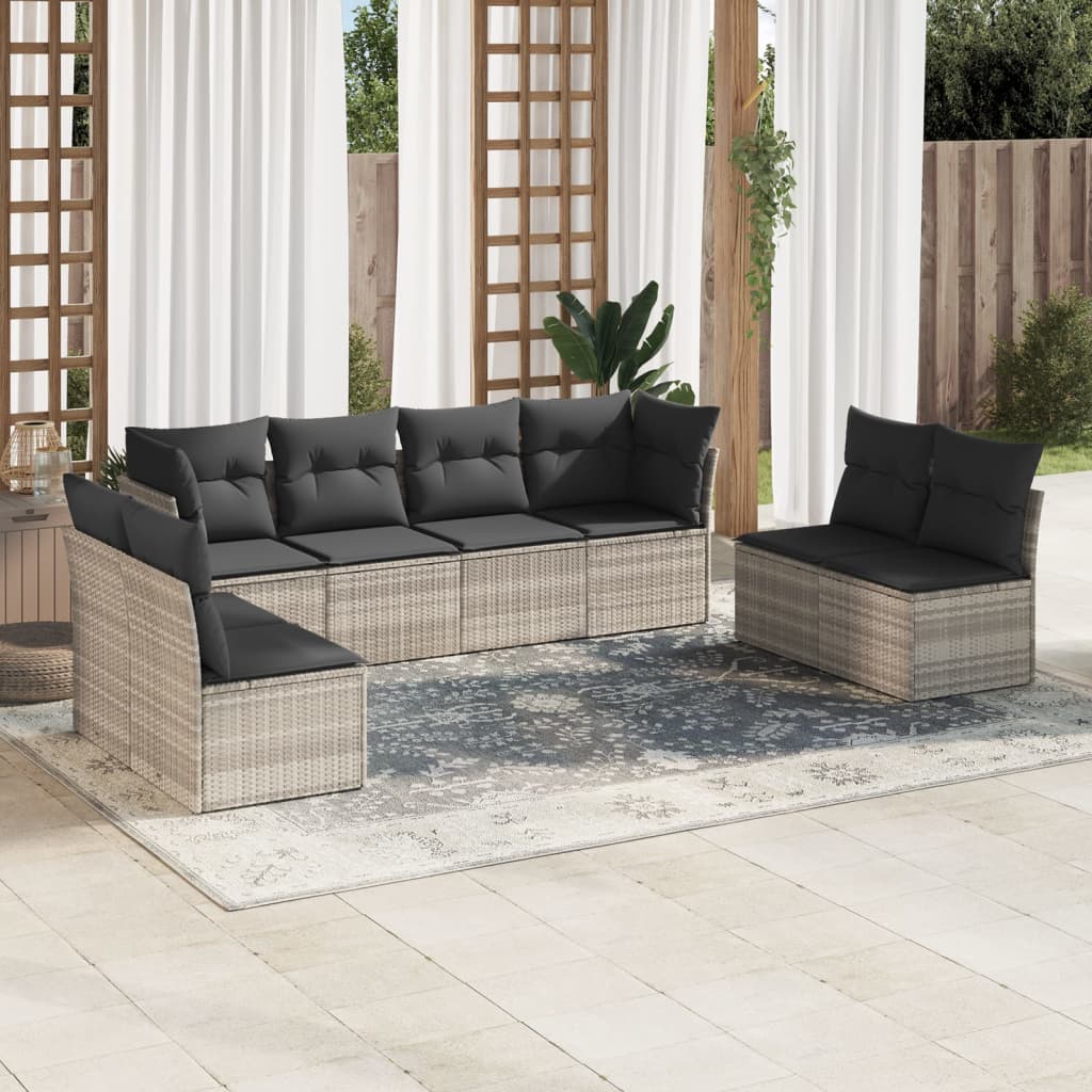 8-delige Loungeset met kussens poly rattan lichtgrijs is nu te koop bij PeponiXL, paradijselijk wonen!