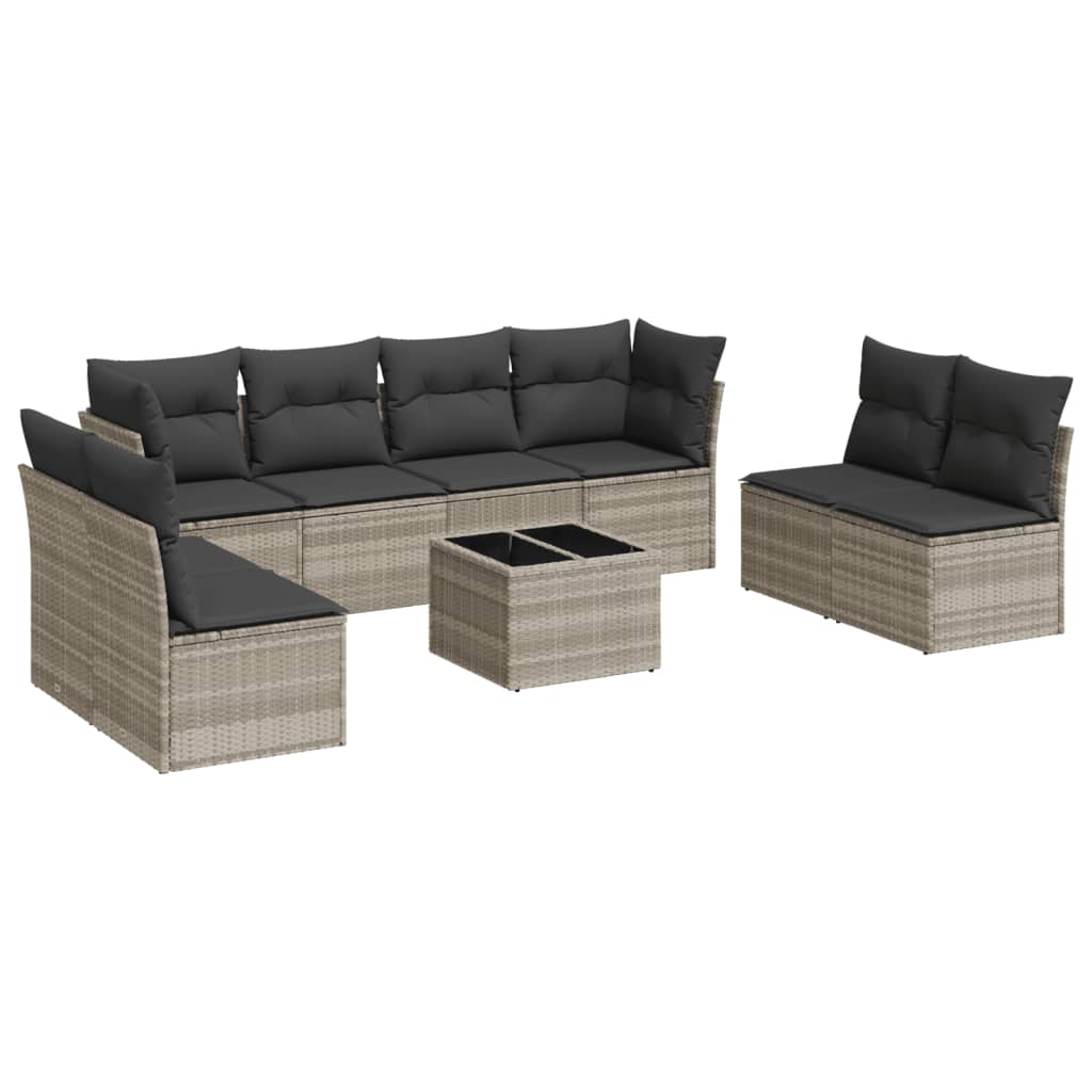9-delige Loungeset met kussens poly rattan lichtgrijs is nu te koop bij PeponiXL, paradijselijk wonen!