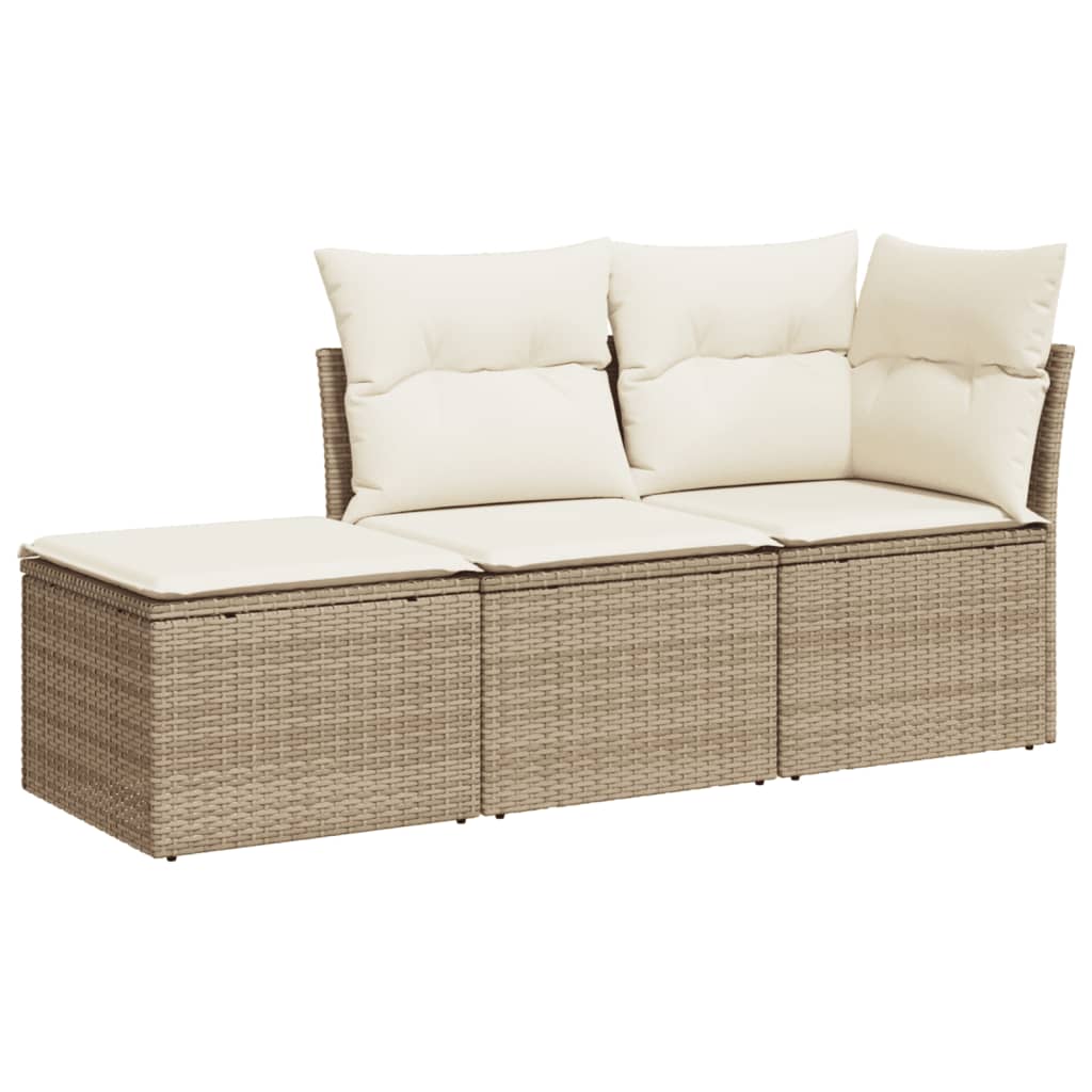 3-delige Loungeset met kussens poly rattan beige is nu te koop bij PeponiXL, paradijselijk wonen!