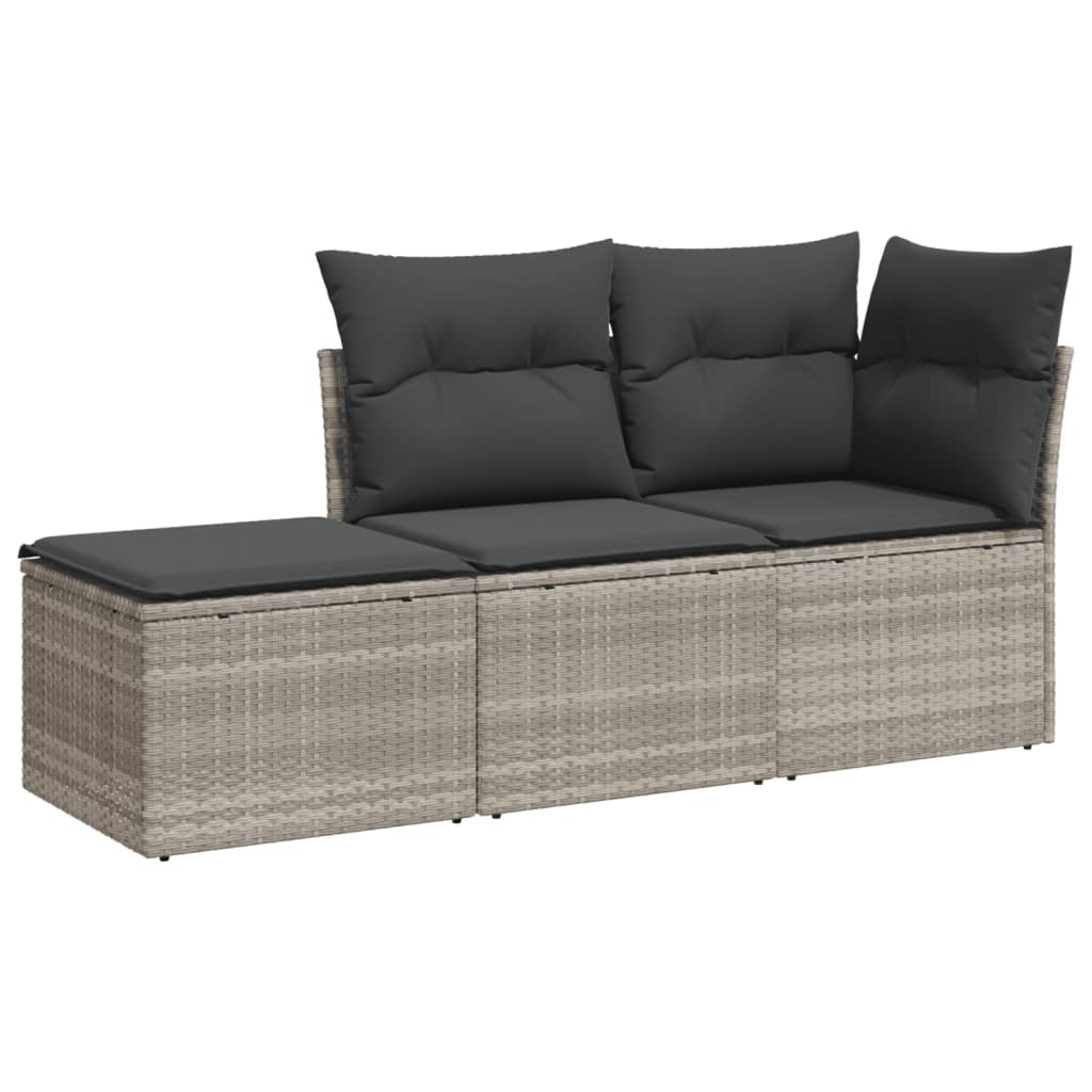 3-delige Loungeset met kussens poly rattan lichtgrijs is nu te koop bij PeponiXL, paradijselijk wonen!
