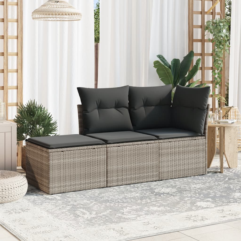 3-delige Loungeset met kussens poly rattan lichtgrijs is nu te koop bij PeponiXL, paradijselijk wonen!