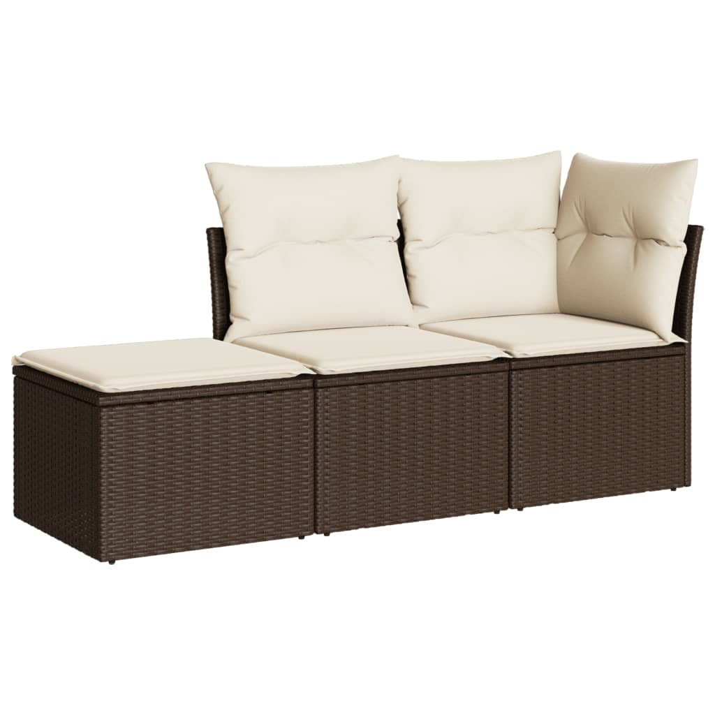 3-delige Loungeset met kussens poly rattan bruin is nu te koop bij PeponiXL, paradijselijk wonen!