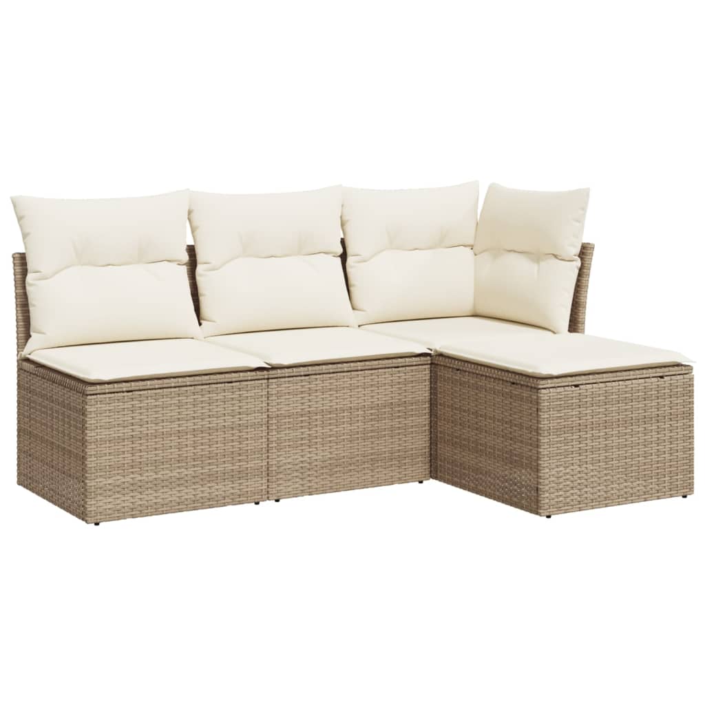 4-delige Loungeset met kussens poly rattan beige is nu te koop bij PeponiXL, paradijselijk wonen!