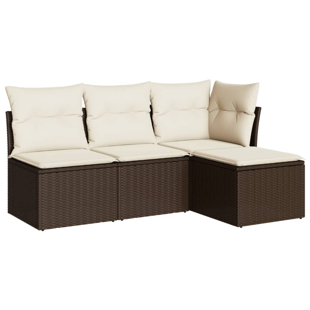 4-delige Loungeset met kussens poly rattan bruin is nu te koop bij PeponiXL, paradijselijk wonen!