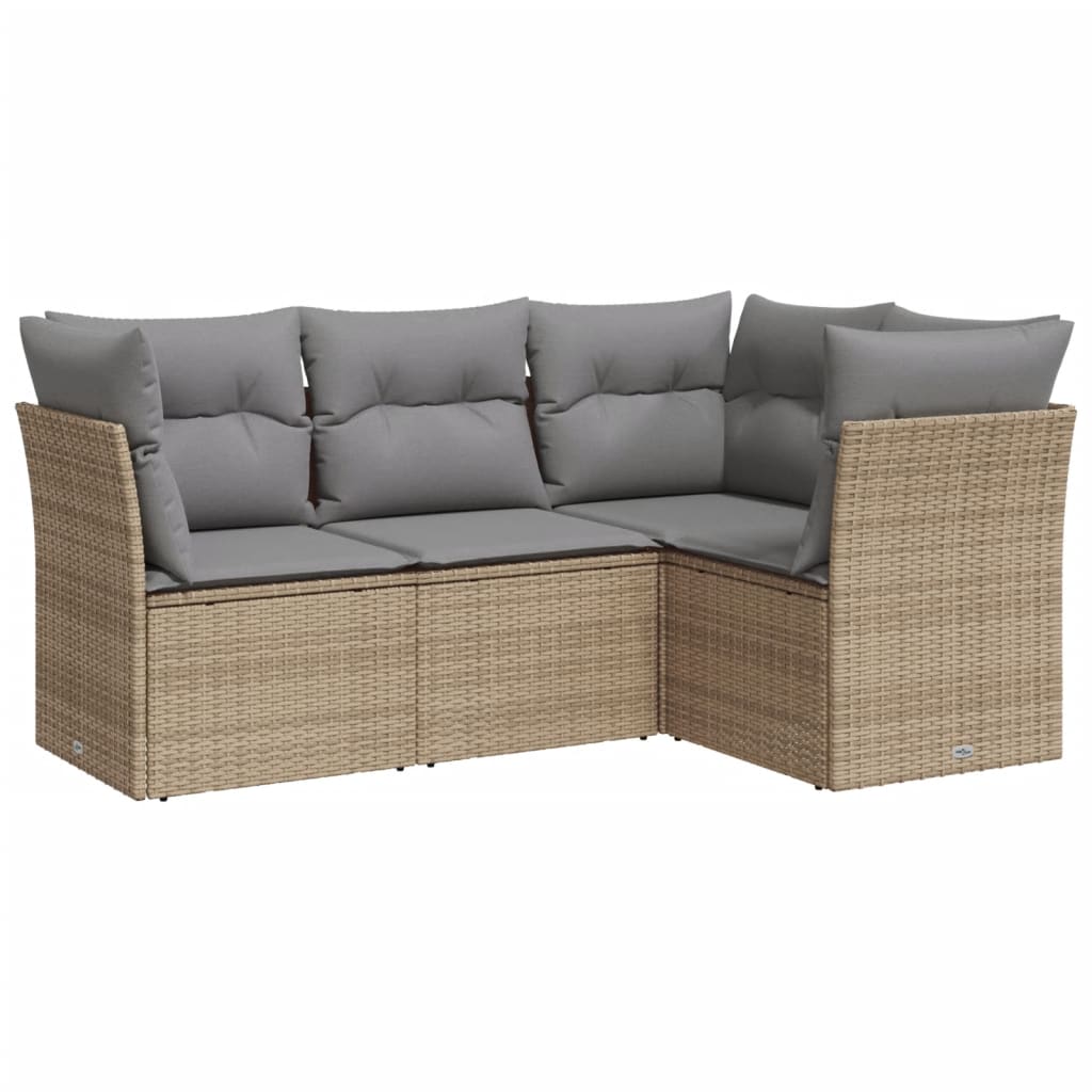 4-delige Loungeset met kussens poly rattan beige is nu te koop bij PeponiXL, paradijselijk wonen!