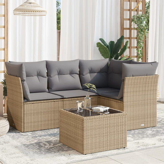 5-delige Loungeset met kussens poly rattan beige is nu te koop bij PeponiXL, paradijselijk wonen!