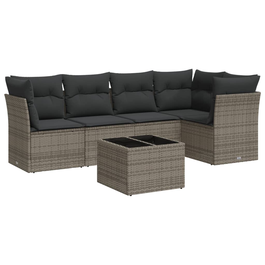 6-delige Loungeset met kussens poly rattan grijs is nu te koop bij PeponiXL, paradijselijk wonen!