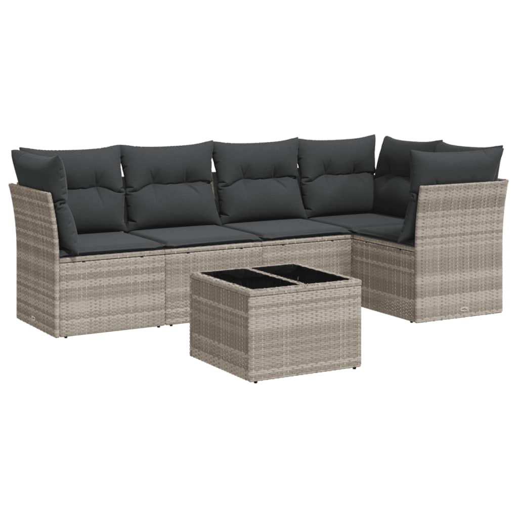 6-delige Loungeset met kussens poly rattan lichtgrijs is nu te koop bij PeponiXL, paradijselijk wonen!