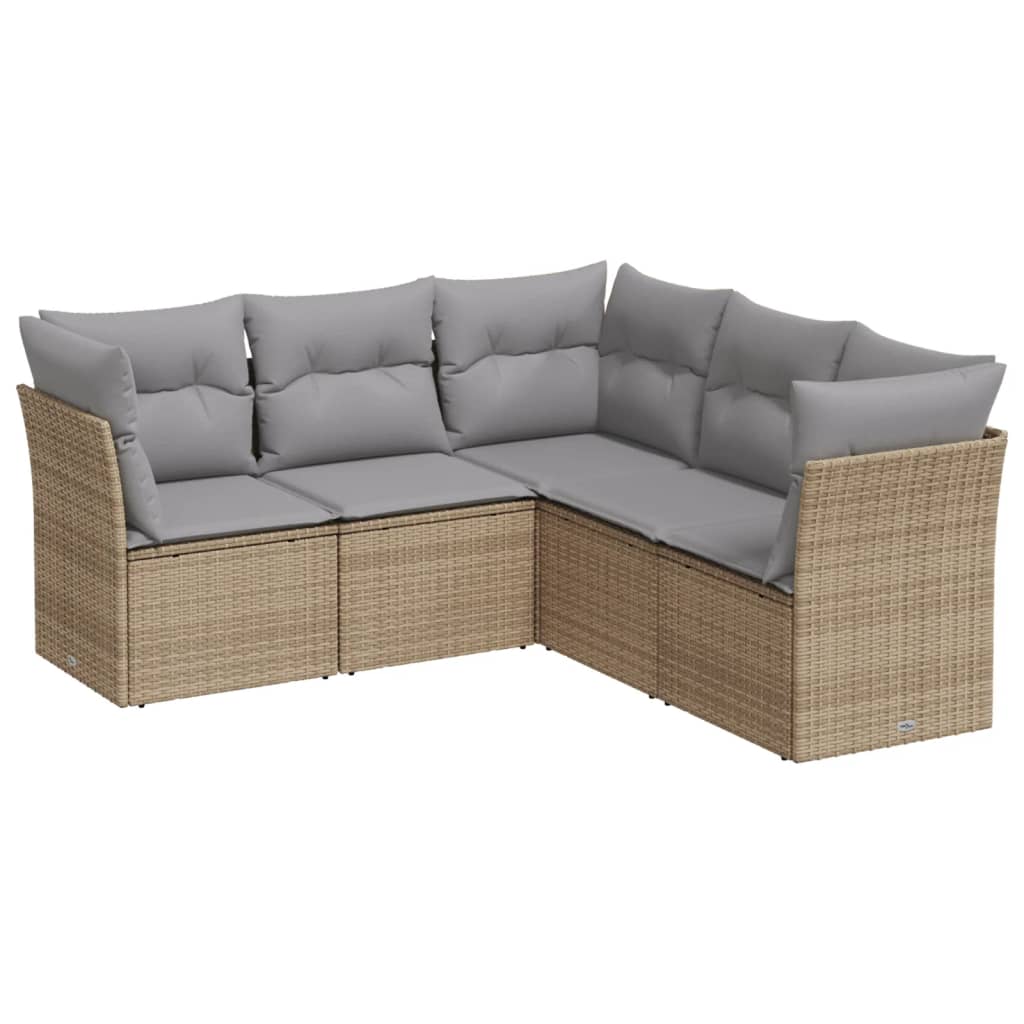 5-delige Loungeset met kussens poly rattan beige is nu te koop bij PeponiXL, paradijselijk wonen!