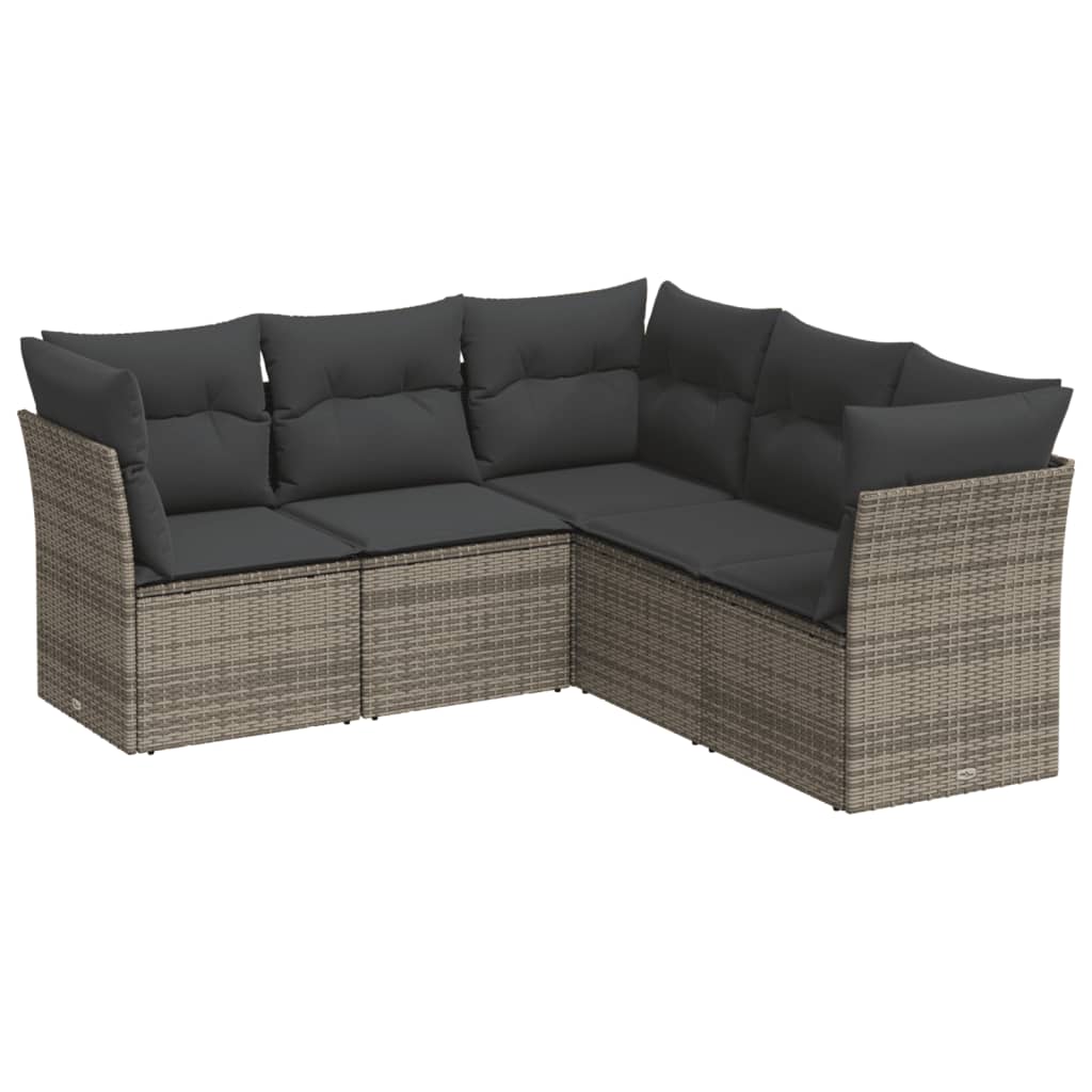 5-delige Loungeset met kussens poly rattan grijs is nu te koop bij PeponiXL, paradijselijk wonen!